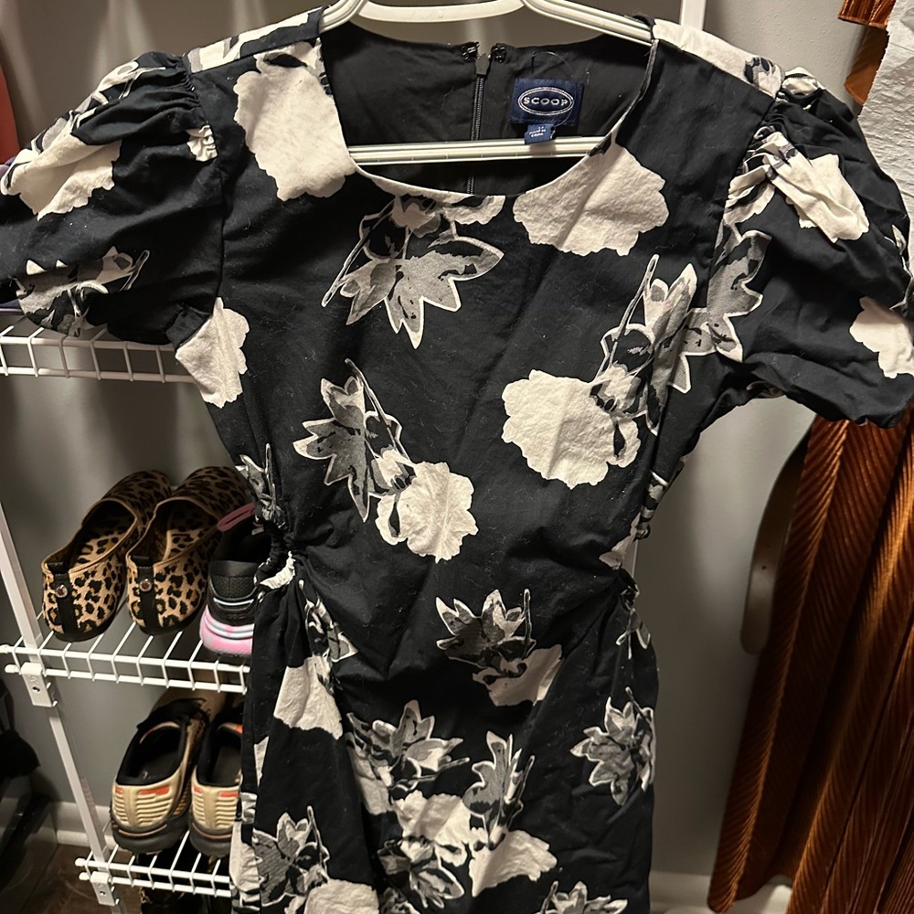 Women's Black and White Floral Dress